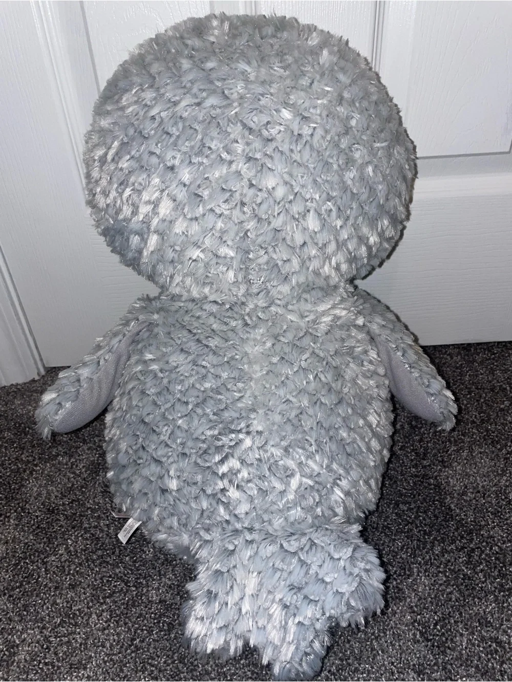 TY Plush Gray and White Owl Stuffed Animal with Gold Accents